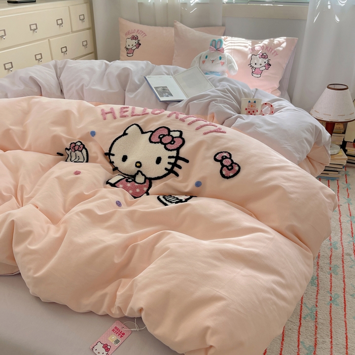 91家纺网 家纺一手货源 找家纺 （总）小叮当家纺仓储工厂店 2025新款提供买家秀爆款花型不断货三丽鸥绣花全棉纯棉磨毛卡通四件套