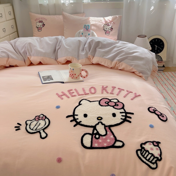 （总）小叮当家纺仓储工厂店 2025新款提供买家秀爆款花型不断货三丽鸥绣花全棉纯棉磨毛卡通四件套