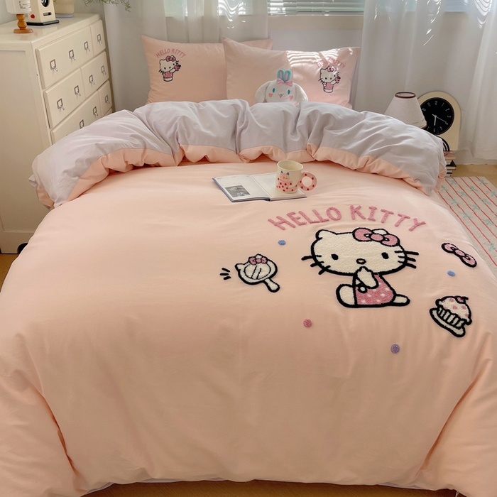 91家纺网 家纺一手货源 找家纺 （总）小叮当家纺仓储工厂店 2025新款提供买家秀爆款花型不断货三丽鸥绣花全棉纯棉磨毛卡通四件套