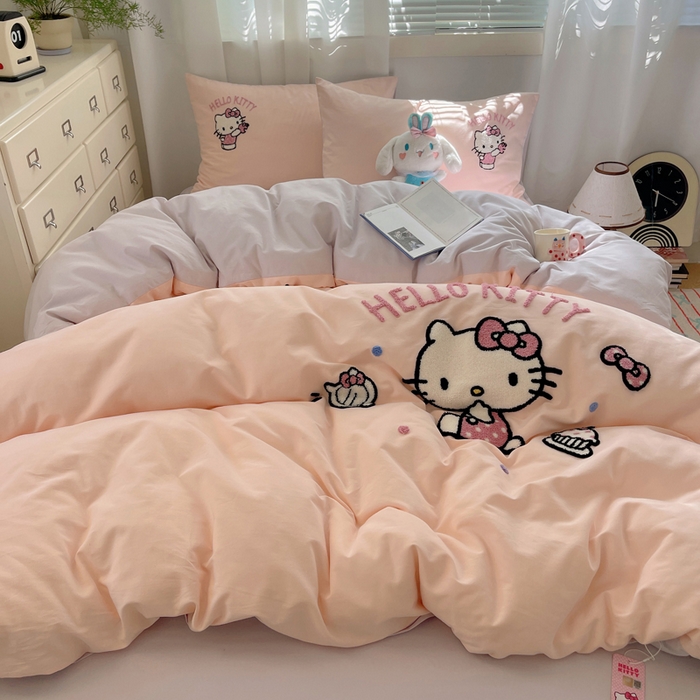 91家纺网 家纺一手货源 找家纺 （总）小叮当家纺仓储工厂店 2025新款提供买家秀爆款花型不断货三丽鸥绣花全棉纯棉磨毛卡通四件套