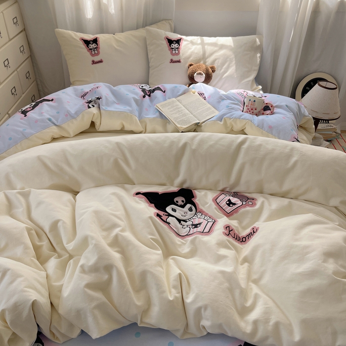 91家纺网 家纺一手货源 找家纺 小叮当家纺仓储工厂店 2025新款提供买家秀爆款花型不断货三丽鸥绣花全棉纯棉磨毛卡通四件套 甜筒库洛米-米