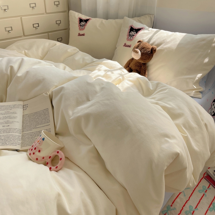 91家纺网 家纺一手货源 找家纺 小叮当家纺仓储工厂店 2025新款提供买家秀爆款花型不断货三丽鸥绣花全棉纯棉磨毛卡通四件套 甜筒库洛米-米