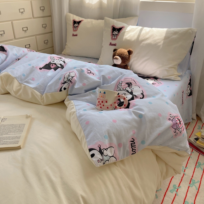 91家纺网 家纺一手货源 找家纺 小叮当家纺仓储工厂店 2025新款提供买家秀爆款花型不断货三丽鸥绣花全棉纯棉磨毛卡通四件套 甜筒库洛米-米