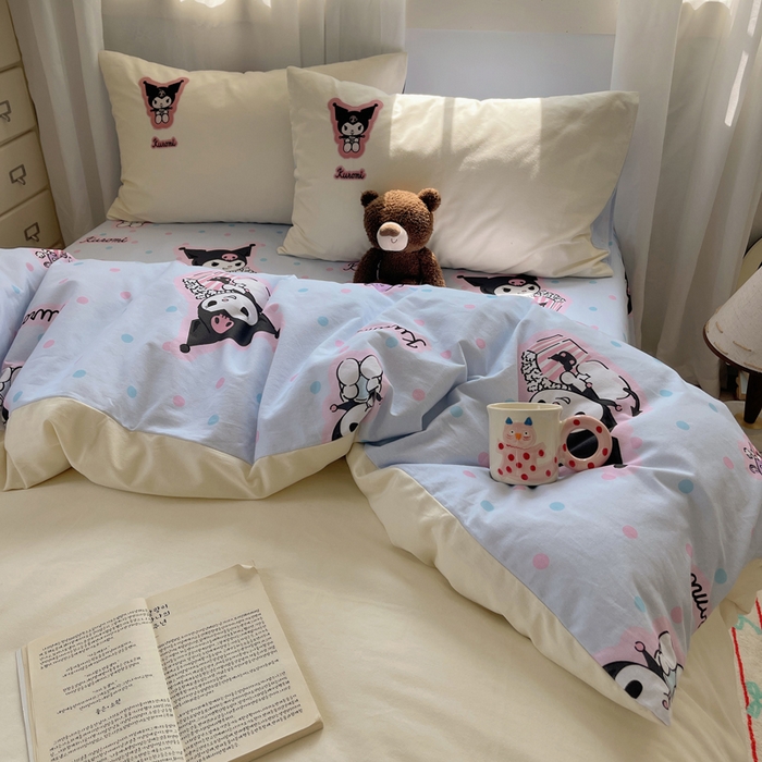 91家纺网 家纺一手货源 找家纺 小叮当家纺仓储工厂店 2025新款提供买家秀爆款花型不断货三丽鸥绣花全棉纯棉磨毛卡通四件套 甜筒库洛米-米