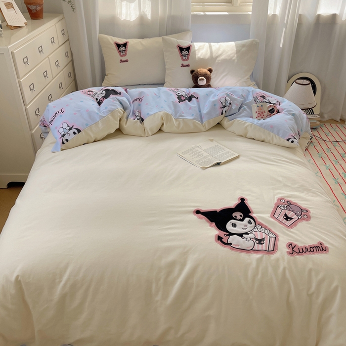 91家纺网 家纺一手货源 找家纺 小叮当家纺仓储工厂店 2025新款提供买家秀爆款花型不断货三丽鸥绣花全棉纯棉磨毛卡通四件套 甜筒库洛米-米