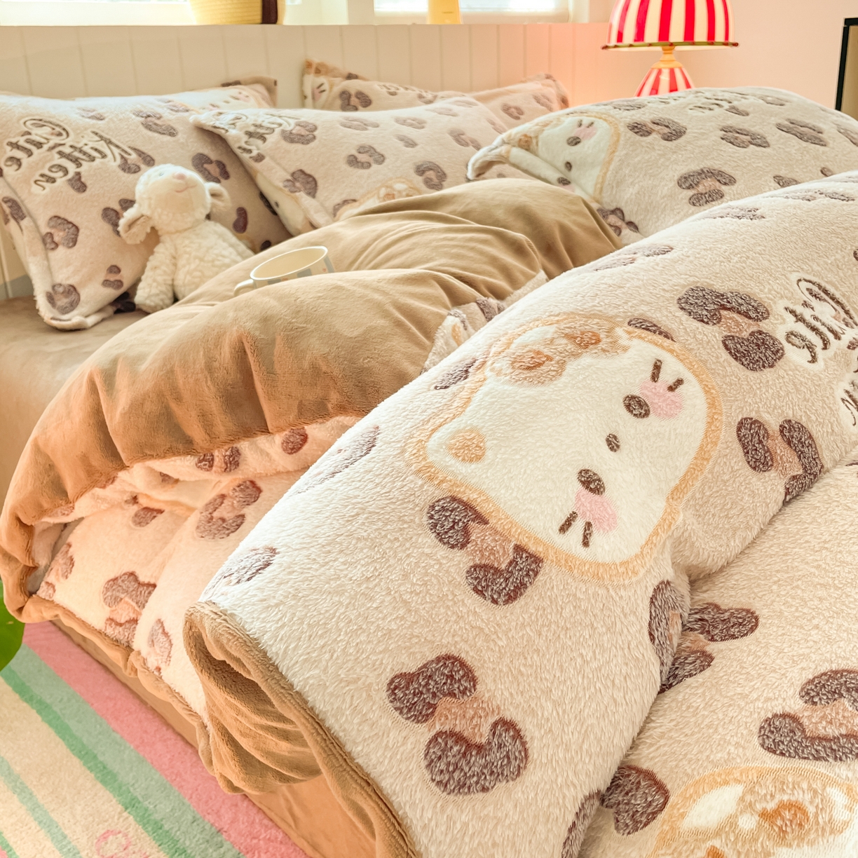 91家纺网 家纺一手货源 找家纺 （总）沐慕 2025新款A类200g加厚雪花绒180g牛奶绒四件套