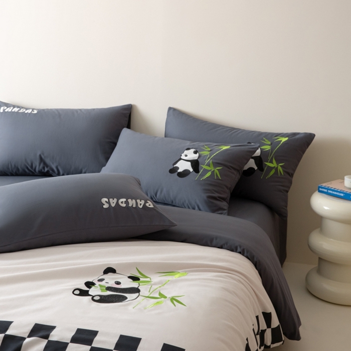 91家纺网 家纺一手货源 找家纺 小叮当家纺仓储工厂店 2025新款提供买家秀爆款花型不断货全棉纯棉磨毛四件套大版定位印加绣 害羞团子