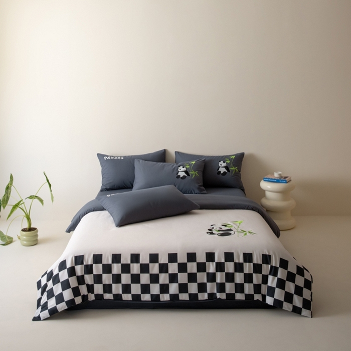 91家纺网 家纺一手货源 找家纺 小叮当家纺仓储工厂店 2025新款提供买家秀爆款花型不断货全棉纯棉磨毛四件套大版定位印加绣 害羞团子