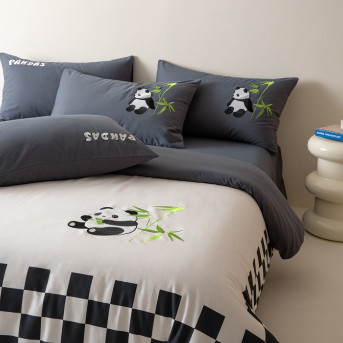 91家纺网 家纺一手货源 找家纺 小叮当家纺仓储工厂店 2025新款提供买家秀爆款花型不断货全棉纯棉磨毛四件套大版定位印加绣 害羞团子