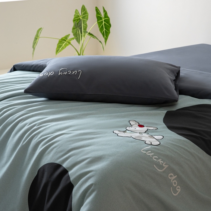 91家纺网 家纺一手货源 找家纺 小叮当家纺仓储工厂店 2025新款提供买家秀爆款花型不断货全棉纯棉磨毛四件套大版定位印加绣 波点派对