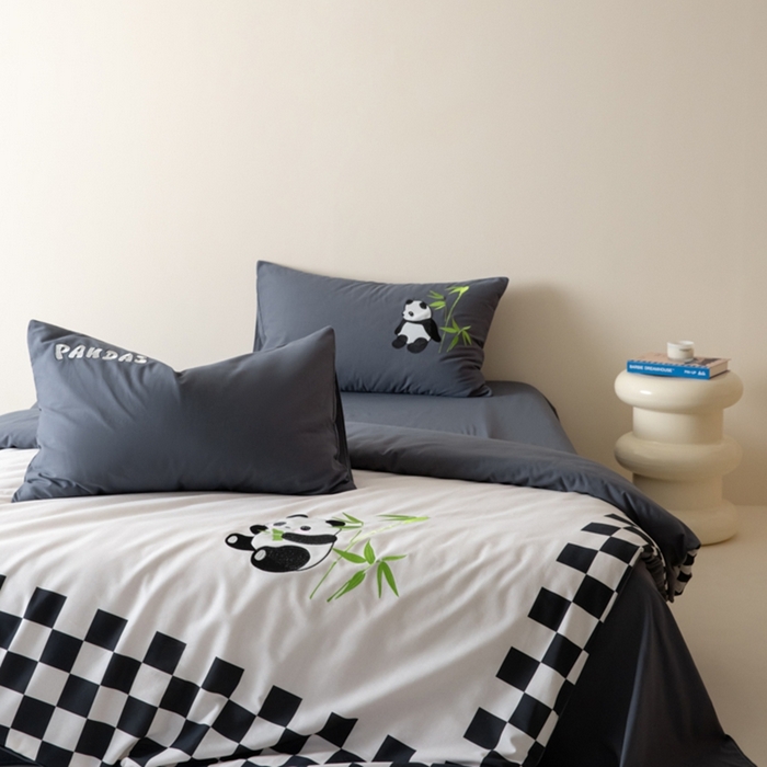 91家纺网 家纺一手货源 找家纺 小叮当家纺仓储工厂店 2025新款提供买家秀爆款花型不断货全棉纯棉磨毛四件套大版定位印加绣 害羞团子