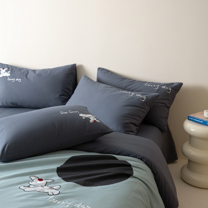 91家纺网 家纺一手货源 找家纺 小叮当家纺仓储工厂店 2025新款提供买家秀爆款花型不断货全棉纯棉磨毛四件套大版定位印加绣 波点派对