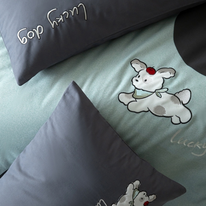 91家纺网 家纺一手货源 找家纺 小叮当家纺仓储工厂店 2025新款提供买家秀爆款花型不断货全棉纯棉磨毛四件套大版定位印加绣 波点派对