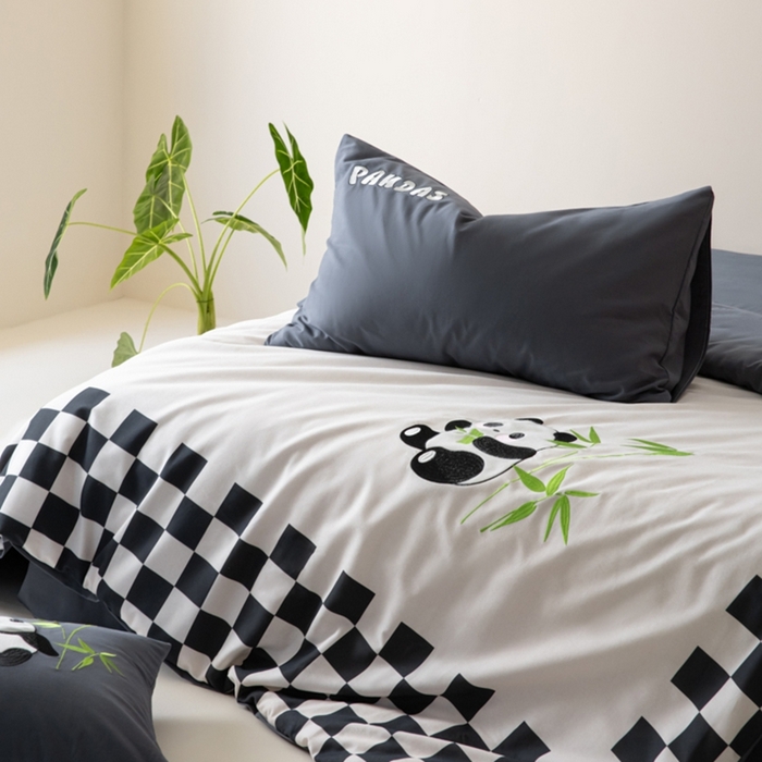 91家纺网 家纺一手货源 找家纺 小叮当家纺仓储工厂店 2025新款提供买家秀爆款花型不断货全棉纯棉磨毛四件套大版定位印加绣 害羞团子