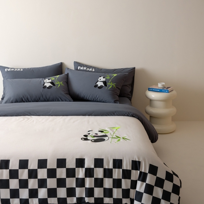 91家纺网 家纺一手货源 找家纺 小叮当家纺仓储工厂店 2025新款提供买家秀爆款花型不断货全棉纯棉磨毛四件套大版定位印加绣 害羞团子