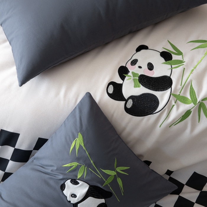 91家纺网 家纺一手货源 找家纺 小叮当家纺仓储工厂店 2025新款提供买家秀爆款花型不断货全棉纯棉磨毛四件套大版定位印加绣 害羞团子