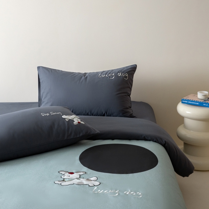 91家纺网 家纺一手货源 找家纺 小叮当家纺仓储工厂店 2025新款提供买家秀爆款花型不断货全棉纯棉磨毛四件套大版定位印加绣 波点派对