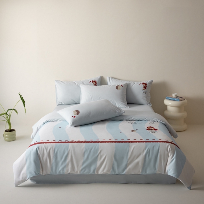 91家纺网 家纺一手货源 找家纺 小叮当家纺仓储工厂店 2025新款提供买家秀爆款花型不断货全棉纯棉磨毛四件套大版定位印加绣 小红帽