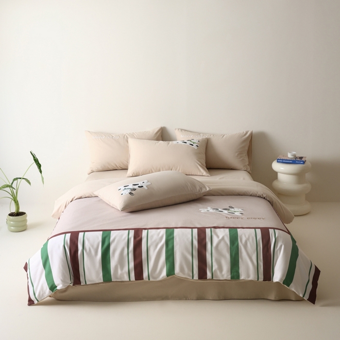 91家纺网 家纺一手货源 找家纺 小叮当家纺仓储工厂店 2025新款提供买家秀爆款花型不断货全棉纯棉磨毛四件套大版定位印加绣 狗狗骑士