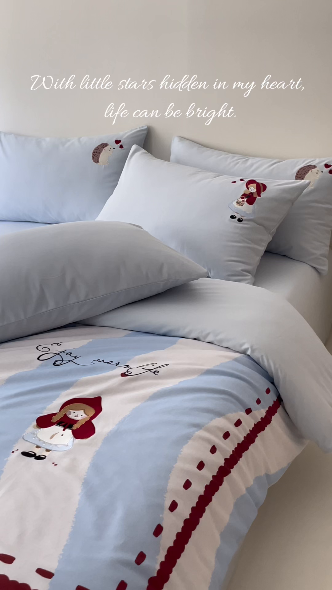 91家纺网 家纺一手货源 找家纺 小叮当家纺仓储工厂店 2025新款提供买家秀爆款花型不断货全棉纯棉磨毛四件套大版定位印加绣 小红帽