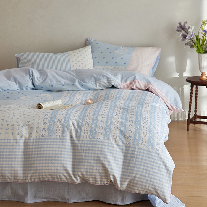 91家纺网 家纺一手货源 找家纺 （总）风向标家纺 2025新款A类全棉双层纱四件套-云羽织梦系列