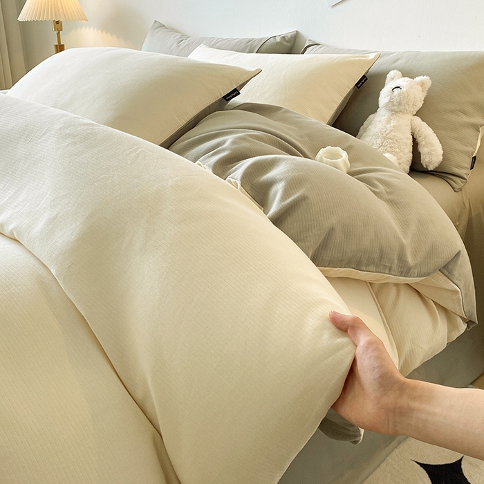 91家纺网 家纺一手货源 找家纺 小叮当家纺仓储工厂店 2025新款提供买家秀爆款花型不断货60s水洗提花全棉纯棉磨毛四件套 象牙米