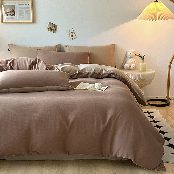 91家纺网 家纺一手货源 找家纺 小叮当家纺仓储工厂店 2025新款提供买家秀爆款花型不断货60s水洗提花全棉纯棉磨毛四件套 迷雾棕