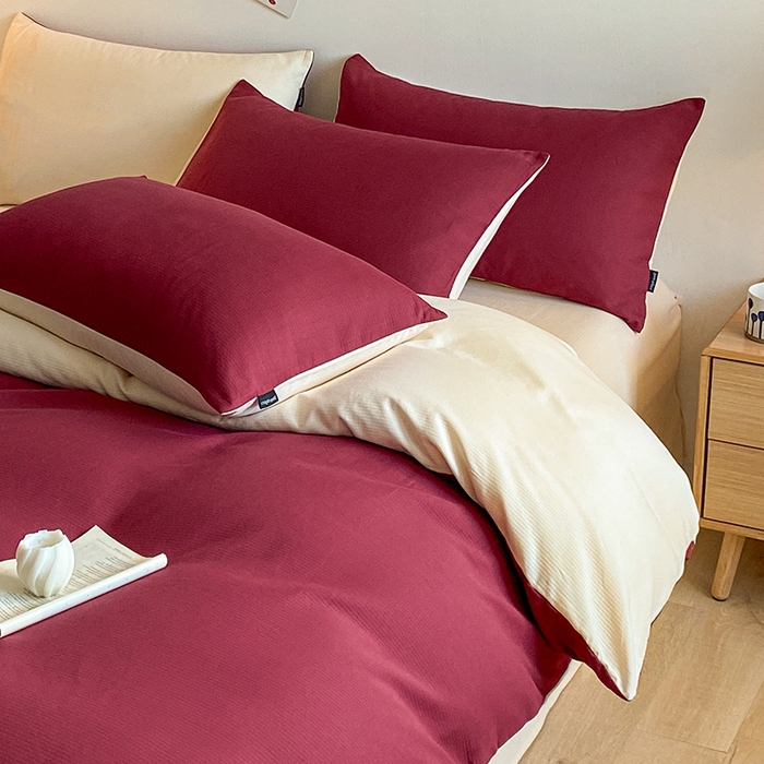 91家纺网 家纺一手货源 找家纺 小叮当家纺仓储工厂店 2025新款提供买家秀爆款花型不断货60s水洗提花全棉纯棉磨毛四件套 富贵红