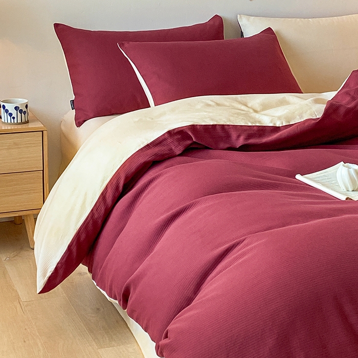 91家纺网 家纺一手货源 找家纺 小叮当家纺仓储工厂店 2025新款提供买家秀爆款花型不断货60s水洗提花全棉纯棉磨毛四件套 富贵红