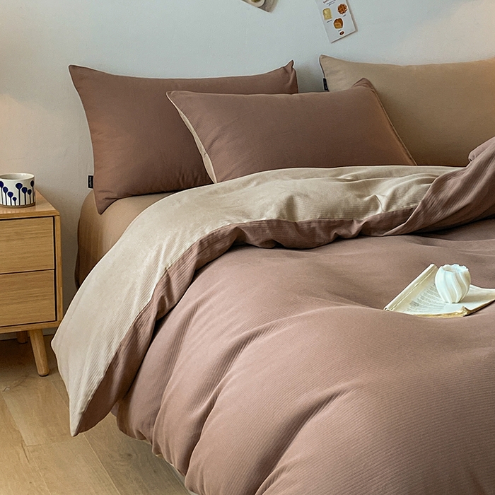 91家纺网 家纺一手货源 找家纺 小叮当家纺仓储工厂店 2025新款提供买家秀爆款花型不断货60s水洗提花全棉纯棉磨毛四件套 迷雾棕