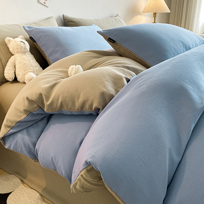 91家纺网 家纺一手货源 找家纺 小叮当家纺仓储工厂店 2025新款提供买家秀爆款花型不断货60s水洗提花全棉纯棉磨毛四件套 晴空蓝