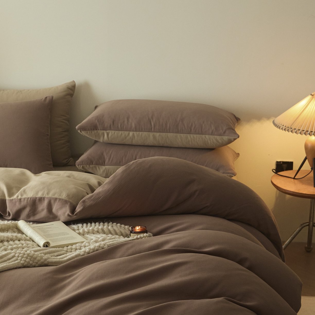 91家纺网 家纺一手货源 找家纺 小叮当家纺仓储工厂店 2025新款提供买家秀爆款花型不断货60s水洗提花全棉纯棉磨毛四件套 迷雾棕+茶褐棕