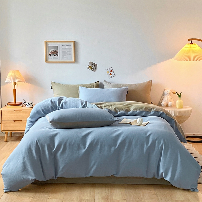 91家纺网 家纺一手货源 找家纺 小叮当家纺仓储工厂店 2025新款提供买家秀爆款花型不断货60s水洗提花全棉纯棉磨毛四件套 晴空蓝