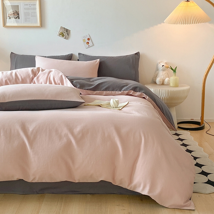 91家纺网 家纺一手货源 找家纺 小叮当家纺仓储工厂店 2025新款提供买家秀爆款花型不断货60s水洗提花全棉纯棉磨毛四件套 白桃粉