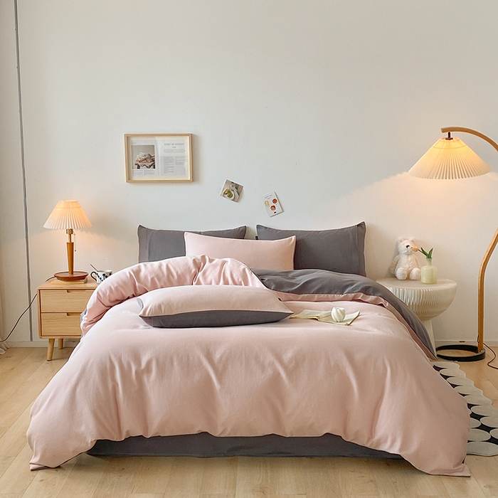 91家纺网 家纺一手货源 找家纺 小叮当家纺仓储工厂店 2025新款提供买家秀爆款花型不断货60s水洗提花全棉纯棉磨毛四件套 白桃粉