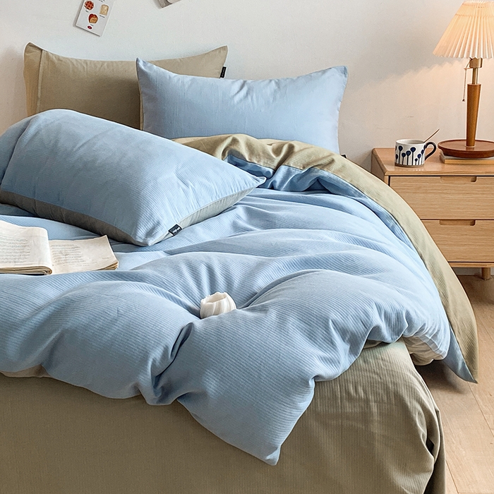 91家纺网 家纺一手货源 找家纺 小叮当家纺仓储工厂店 2025新款提供买家秀爆款花型不断货60s水洗提花全棉纯棉磨毛四件套 晴空蓝