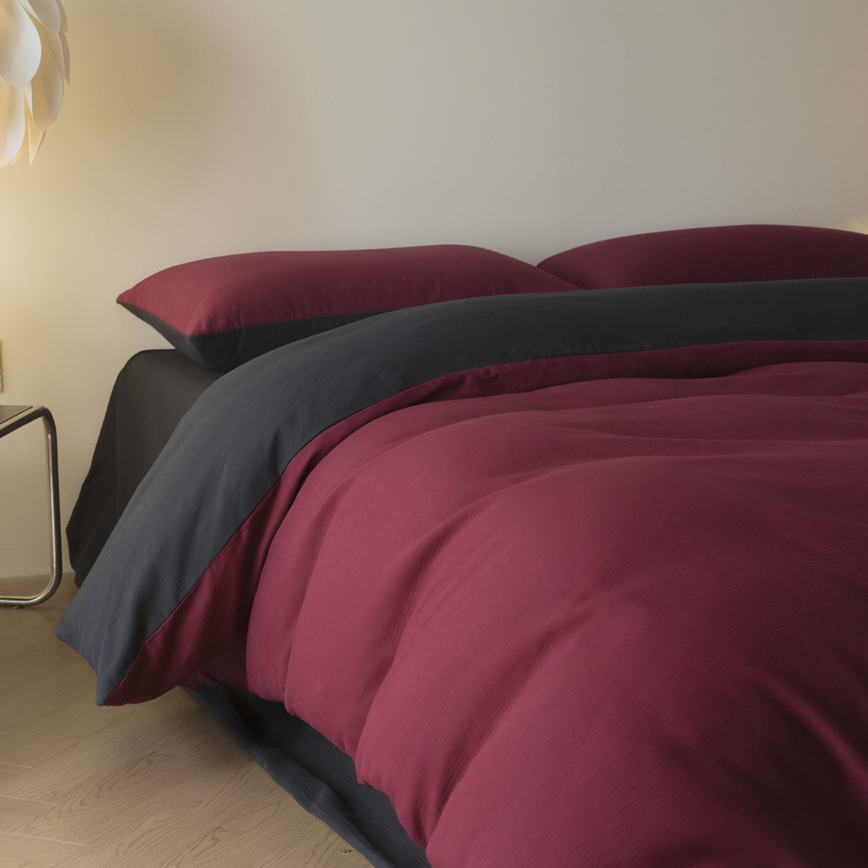 91家纺网 家纺一手货源 找家纺 小叮当家纺仓储工厂店 2025新款提供买家秀爆款花型不断货60s水洗提花全棉纯棉磨毛四件套 樱桃红+玛瑙灰