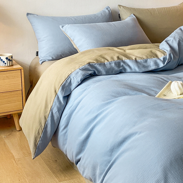 91家纺网 家纺一手货源 找家纺 小叮当家纺仓储工厂店 2025新款提供买家秀爆款花型不断货60s水洗提花全棉纯棉磨毛四件套 晴空蓝