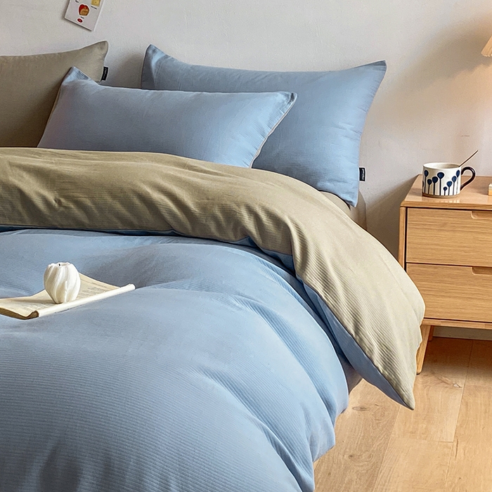 91家纺网 家纺一手货源 找家纺 小叮当家纺仓储工厂店 2025新款提供买家秀爆款花型不断货60s水洗提花全棉纯棉磨毛四件套 晴空蓝