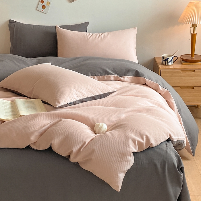 91家纺网 家纺一手货源 找家纺 小叮当家纺仓储工厂店 2025新款提供买家秀爆款花型不断货60s水洗提花全棉纯棉磨毛四件套 白桃粉