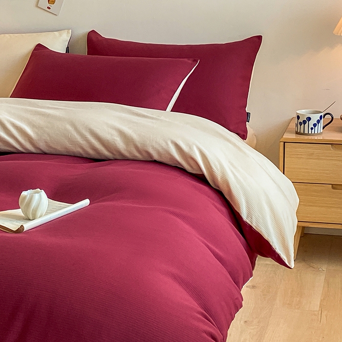 91家纺网 家纺一手货源 找家纺 小叮当家纺仓储工厂店 2025新款提供买家秀爆款花型不断货60s水洗提花全棉纯棉磨毛四件套 富贵红