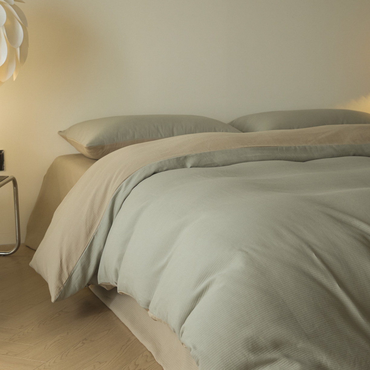 91家纺网 家纺一手货源 找家纺 小叮当家纺仓储工厂店 2025新款提供买家秀爆款花型不断货60s水洗提花全棉纯棉磨毛四件套 浅绿金+茶褐棕