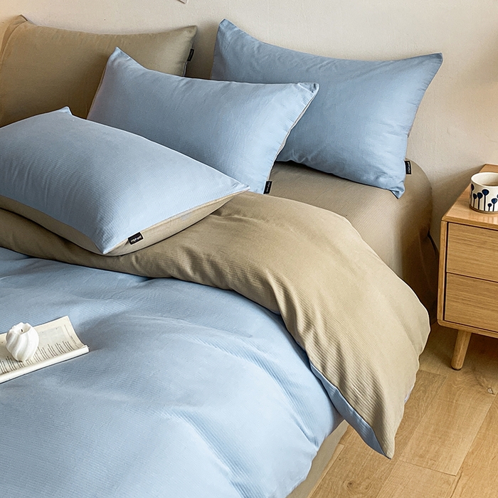 91家纺网 家纺一手货源 找家纺 小叮当家纺仓储工厂店 2025新款提供买家秀爆款花型不断货60s水洗提花全棉纯棉磨毛四件套 晴空蓝