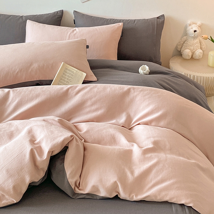 91家纺网 家纺一手货源 找家纺 小叮当家纺仓储工厂店 2025新款提供买家秀爆款花型不断货60s水洗提花全棉纯棉磨毛四件套 白桃粉