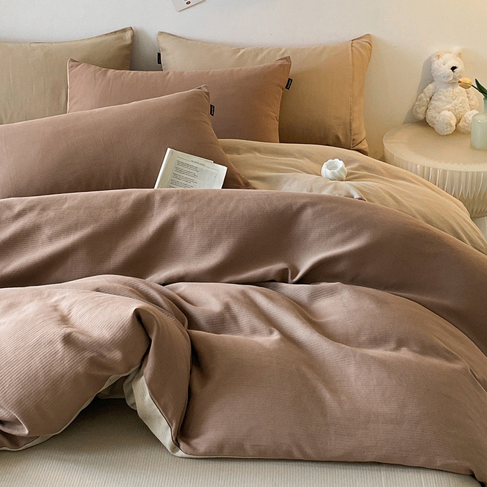 91家纺网 家纺一手货源 找家纺 小叮当家纺仓储工厂店 2025新款提供买家秀爆款花型不断货60s水洗提花全棉纯棉磨毛四件套 迷雾棕