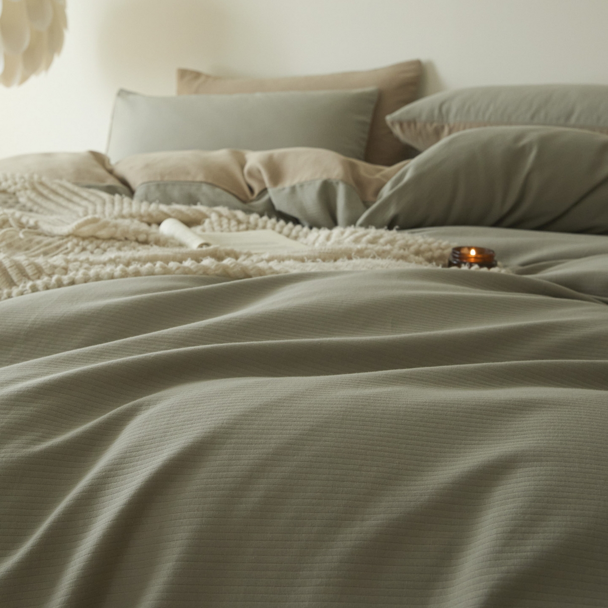 91家纺网 家纺一手货源 找家纺 小叮当家纺仓储工厂店 2025新款提供买家秀爆款花型不断货60s水洗提花全棉纯棉磨毛四件套 浅绿金+茶褐棕