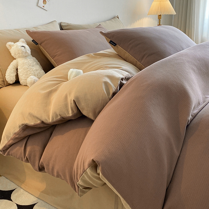 91家纺网 家纺一手货源 找家纺 小叮当家纺仓储工厂店 2025新款提供买家秀爆款花型不断货60s水洗提花全棉纯棉磨毛四件套 迷雾棕