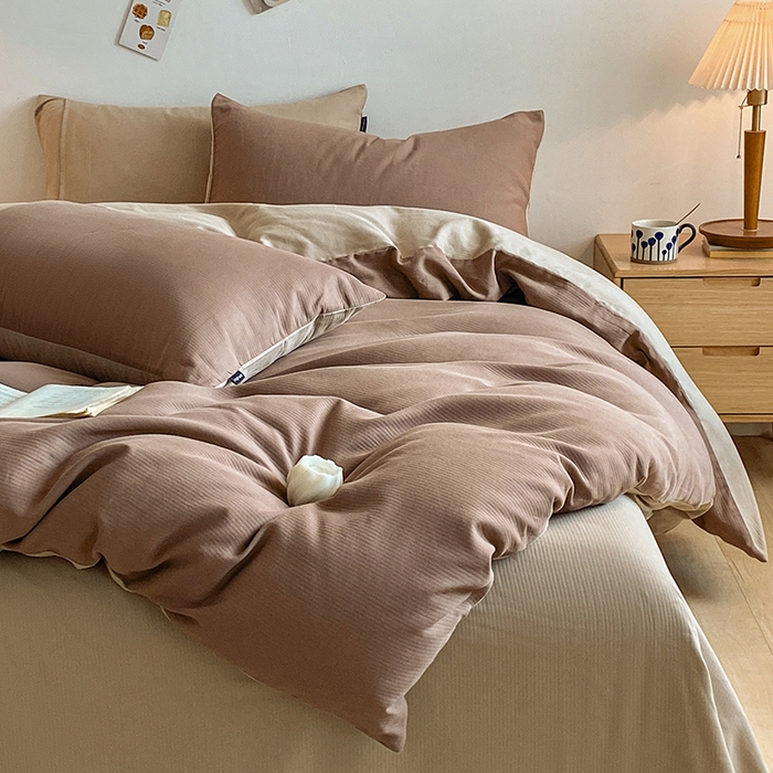 91家纺网 家纺一手货源 找家纺 小叮当家纺仓储工厂店 2025新款提供买家秀爆款花型不断货60s水洗提花全棉纯棉磨毛四件套 迷雾棕