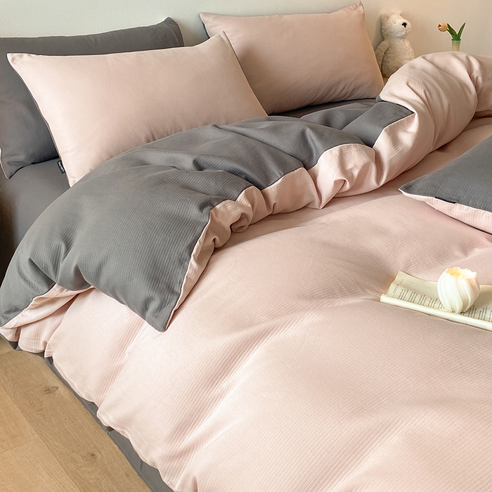 91家纺网 家纺一手货源 找家纺 小叮当家纺仓储工厂店 2025新款提供买家秀爆款花型不断货60s水洗提花全棉纯棉磨毛四件套 白桃粉