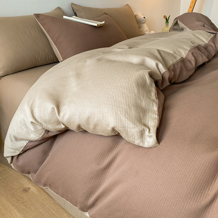 91家纺网 家纺一手货源 找家纺 小叮当家纺仓储工厂店 2025新款提供买家秀爆款花型不断货60s水洗提花全棉纯棉磨毛四件套 迷雾棕